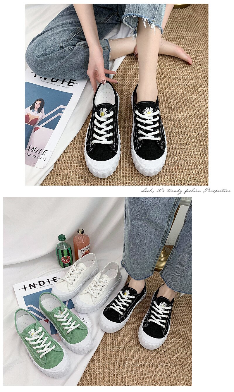Den lilla daisy skor koreanska versionen av den vilda, high top sneakers svart canvas skor kvinnlig