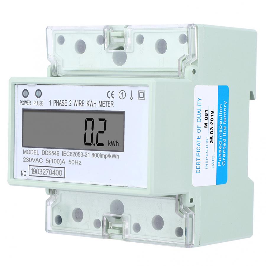 Enkele Fase KWH Meter 5-100A 230VAC Energiemeter DIN Rail Digitale LCD Elektrische Stroomverbruik Meter