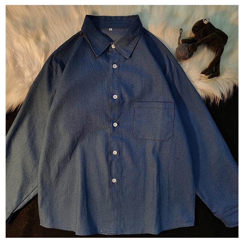 Chemise en Jean bleu pour hommes, vêtements de , nouvelle 2022: dark blue / XXL