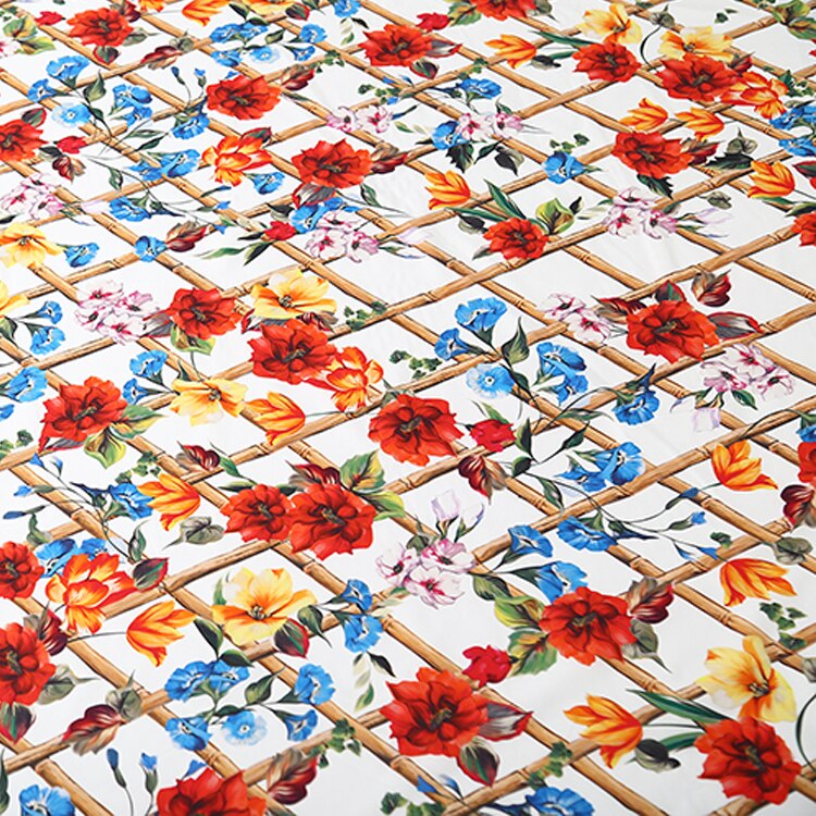 100X135Cm Mode Hek Morning Glory Gedrukt Katoen Of Dunne Chiffon Stof Voor Vrouw Zomer Jurk Blouse Broek diy Naaien