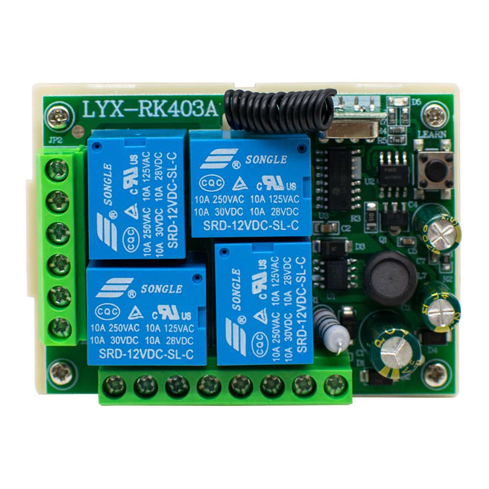 RF Draadloos Afstandsbedieningsschakelaar 433Mhz AC 110V 120V 240V 220V 30A 4CH Relais voor het Toegangssysteem van de de Lampdeur van de Garagedeur het Licht