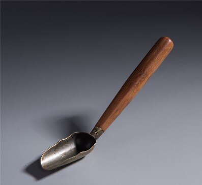 18cm ibenholt / palisander træhåndtag buet bronze te scoop skovl kung fu te ceremoni tilbehør teske: B
