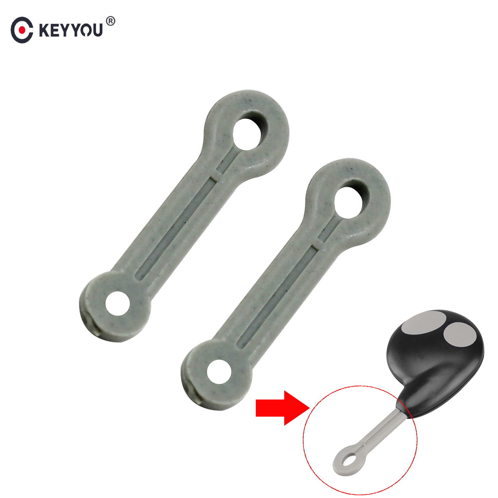 KEYYOU 2x anello portachiavi remoto anello cinturino in gomma per cobra allarme 2 pulsanti telecomando portachiavi