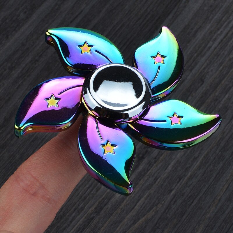 Multicolor Fidget Spinner Metal Alloy Smooth Hand Spinner Adult Office Anxiety Relief Stress Flower Gyro Tri Spinner Toy For Kid: A