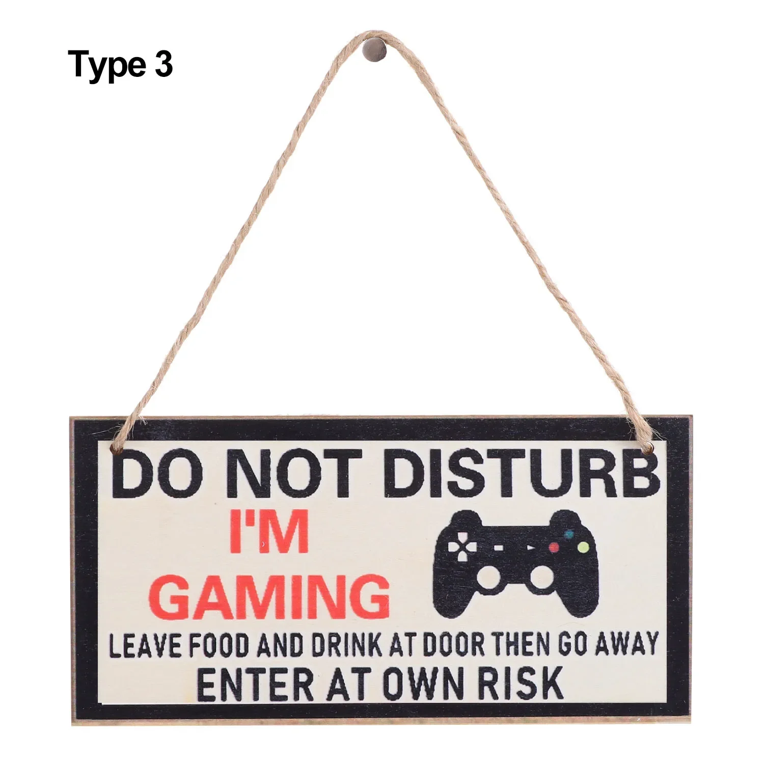 Træskilt til spillelokale, forstyr ikke, træplakette, ornamenter, hængende vedhæng, jeg er gamer, dørvægdekoration, tilbehør til spillelokale: M / Gylden