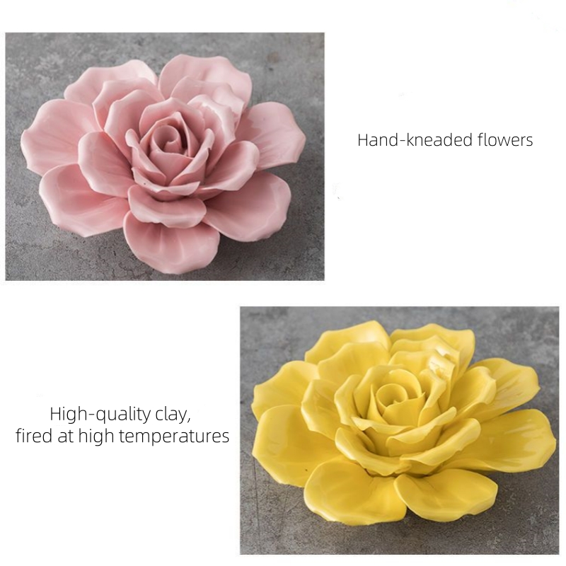 Decoraciones de pared de flores de cerámica creativas, obra de arte de porcelana hecha a mano, artesanía para el hogar, accesorios de decoración, artes decorativas