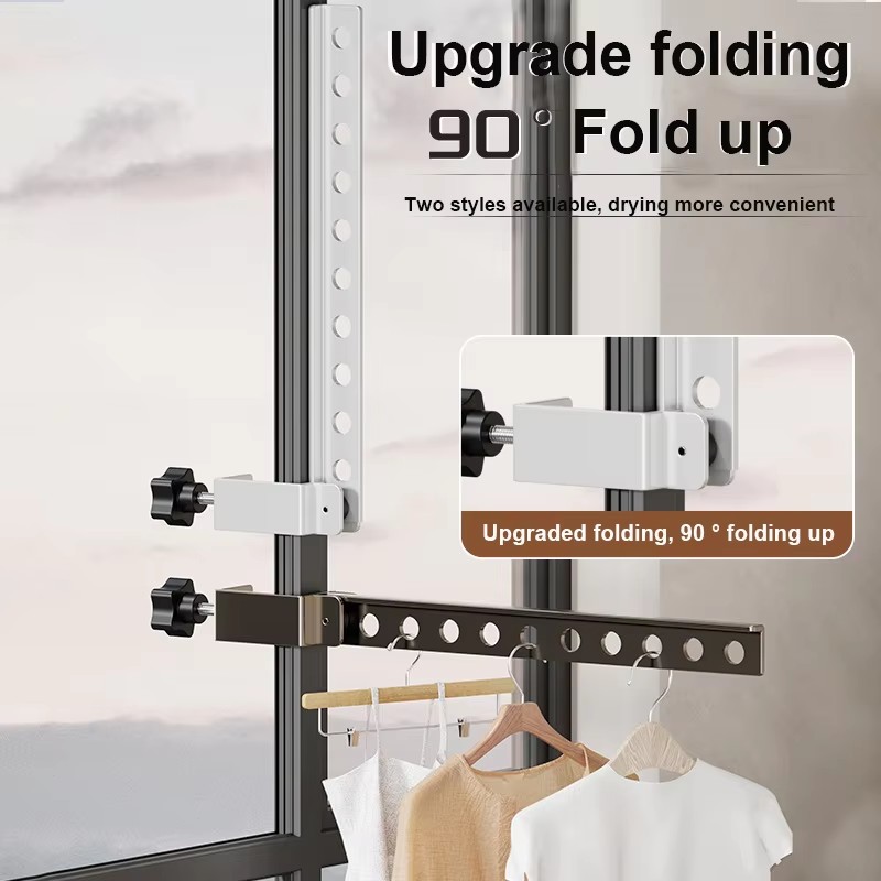 Perchero de ropa negro giratorio plegable, perchas para ropa, colgador montado en la pared, tendedero, ahorro de espacio, organización de ropa de aluminio