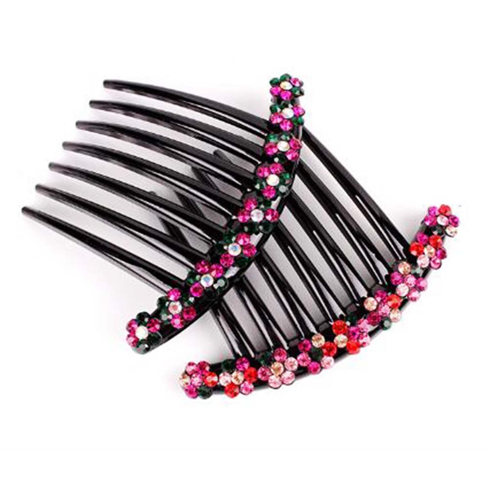 Women Rhinestone Flower 7 Teeth Hair Comb Clip Side Hair Clip Decorative For Girls Hair Styling Clip PIn Accessories