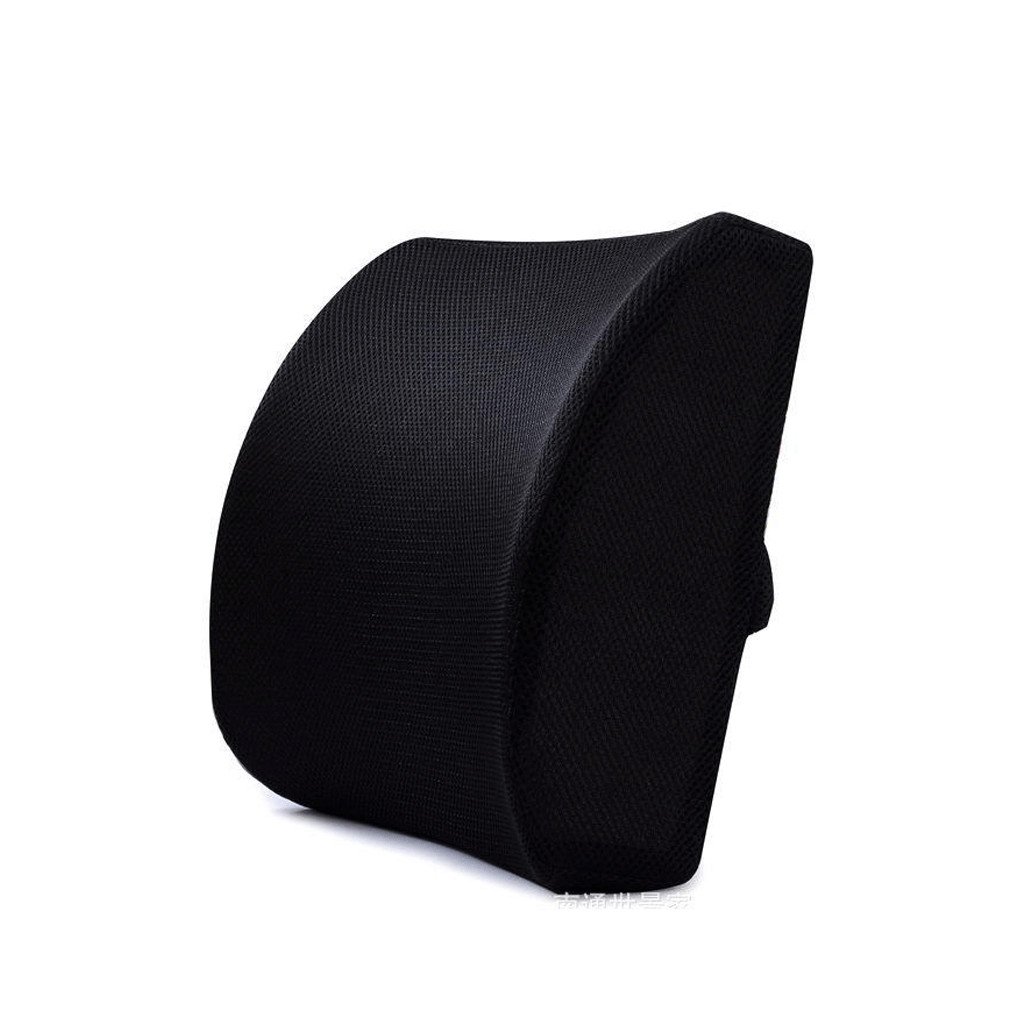 Newest Memory Foam Lumbar Back Support Cushion Waist Cushion Office Home Car Chair Seat Lumber Cushion: Black