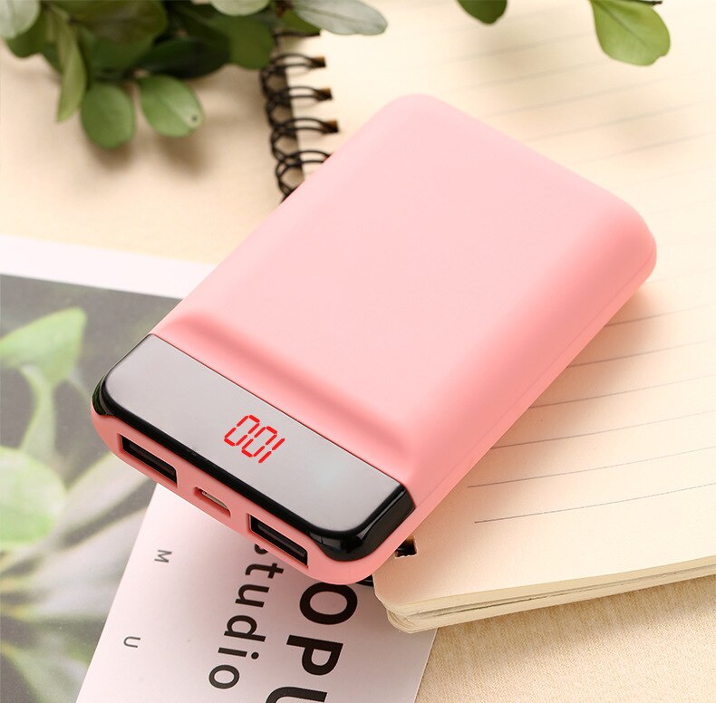 Mini Power Bank 20000mah External 2 USB 2.4A Battery Power bank LED Powerbank Portable Mobile phone Charger For Huawei iPhone