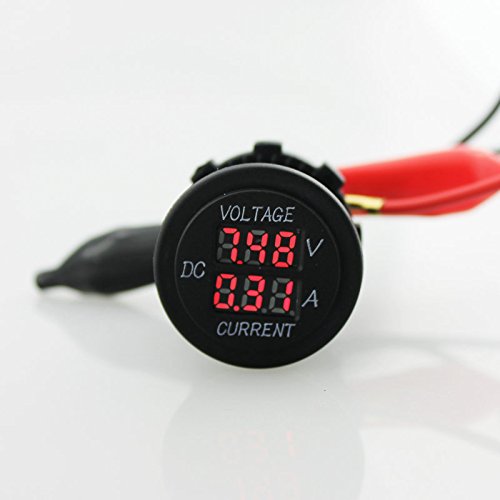 Car Motorcycle Red LED Digital Voltmeter Ammeter Amp Volt Tester Meter Guage and unused ABS