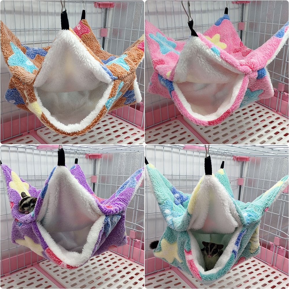 Small Animal Cages Hamster Ferret Rabbit Guinea Pig Cotton Soft Sleeping Nest Pets Two Floors Suspension Hammock For Squirrel