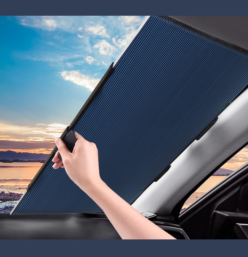 Auto Zonnescherm Intrekbare Voorruit Autoruit Schaduw Autovoorzijde Zon Blok Auto Rear Window Opvouwbare Gordijn Zonnescherm