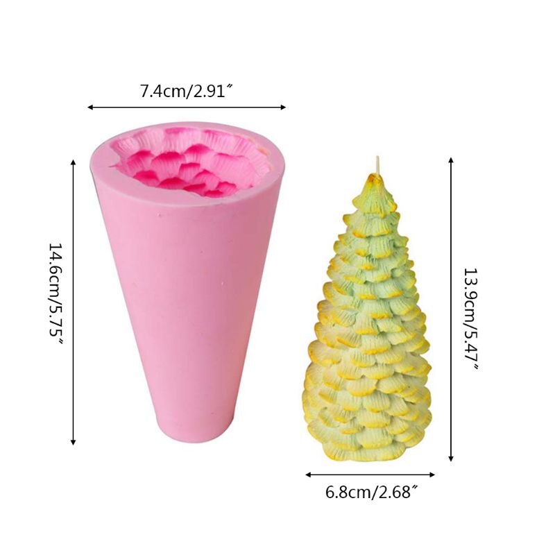 3D Christmas Tree Candle Mold Silicone Soap Mould Clay Making DIY Cake Chocolate Decorating Baking Tool