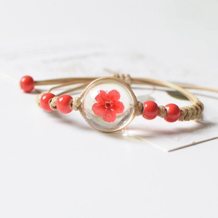 FIMAODZ Süße Blume Gänseblümchen Armbinde Perlen Getrocknete Blumen Löwenzahn Blüte Bunte Charme Armbänder für Frauen Mädchen: 12