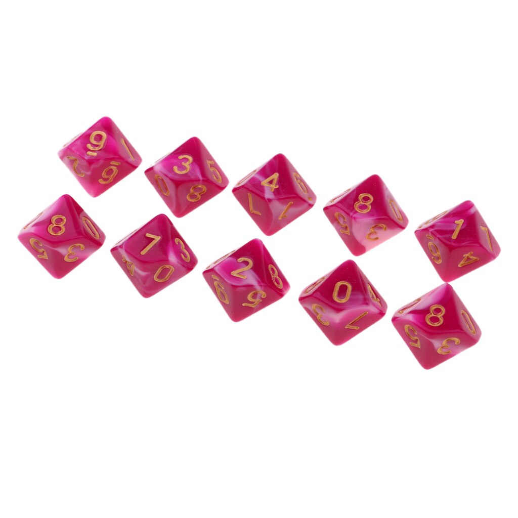 Dés anciens à 10 faces D10 de 16mm pour donjons D &amp; D, jeux de société RPG et fourniture de maths, 10 pièces