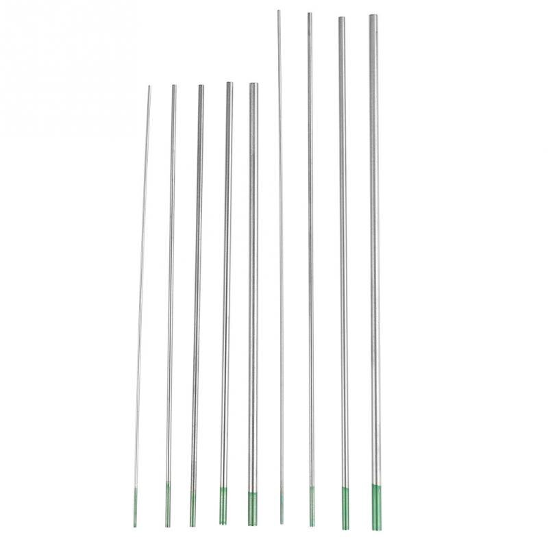 10 stuks Pure Wolfraam Elektroden WP Groene Tip 1.0/1.6/2.0/2.4/3.2mm voor AC tig Lassen