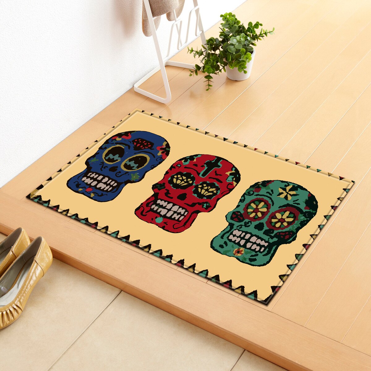 Zeegle skull trykt dørmåtte kontorstol gulvmåtter gang tæpper skridsikker badeværelse måtter køkken tæppe soveværelse sengebord tæpper: Kranium 05 / 50 x 80cm
