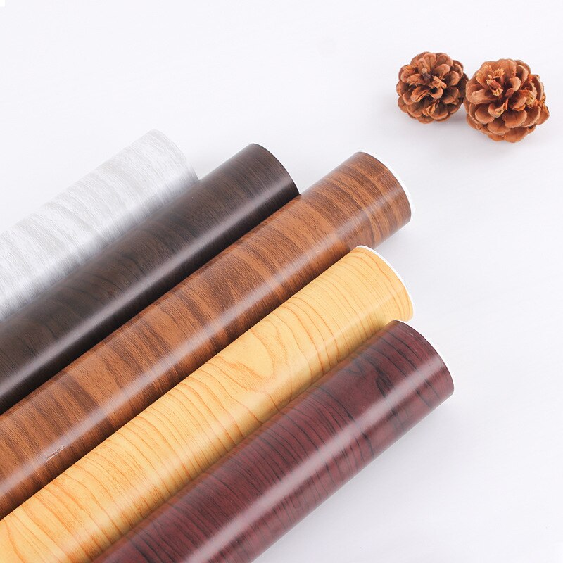 Self-adhesive wallpaper wood grain pvc waterproof decorative film from wardrobe furniture renovation stickers papel tapiz