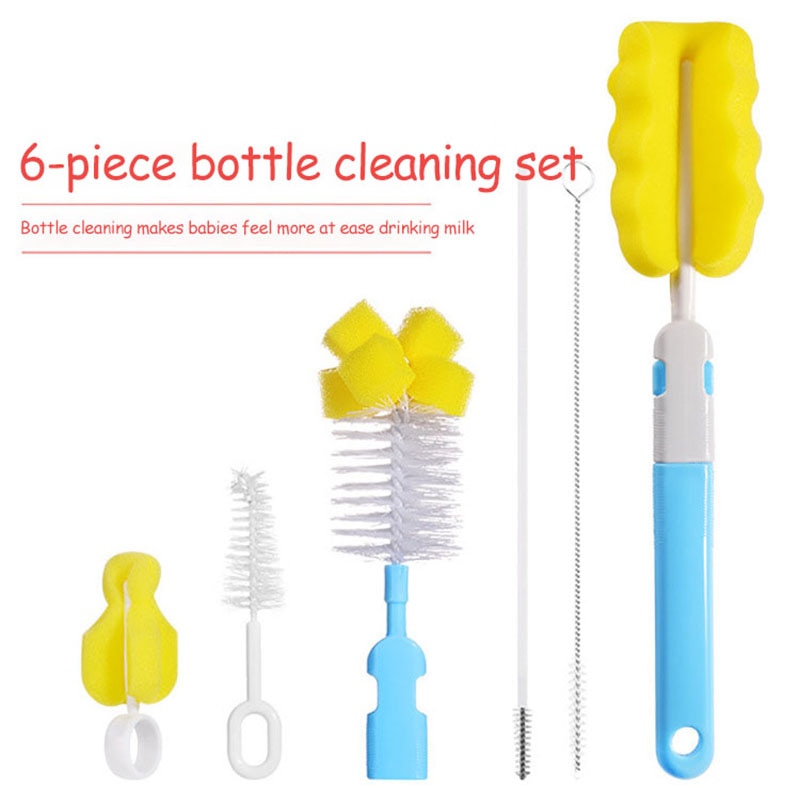 Zes Stuk Baby Fles Borstel Set Cup Borstel Spons Fles Schoonmaken Tool Baby Fles Schoonmaken Product Baby Care