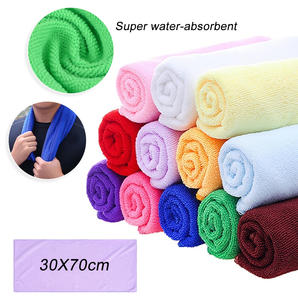 30x70cm Small Polyester Absorbent Hand Towel Microfiber Towel Quick-Drying Bath Towel Bathroom Kitchen Towels Supplies