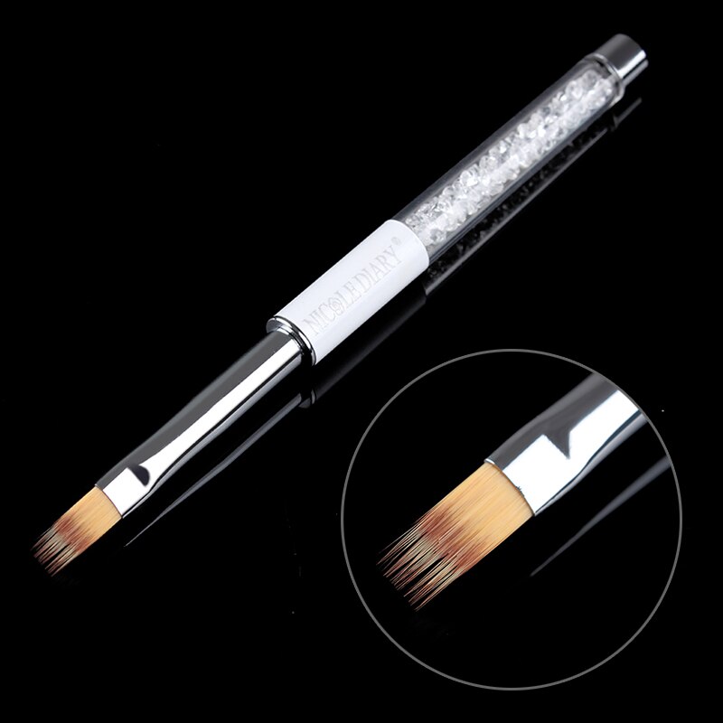 Nicole diary 1 pc gradiënt schilderpen tekenkwast witte strass handvat nagelkunstgereedschap