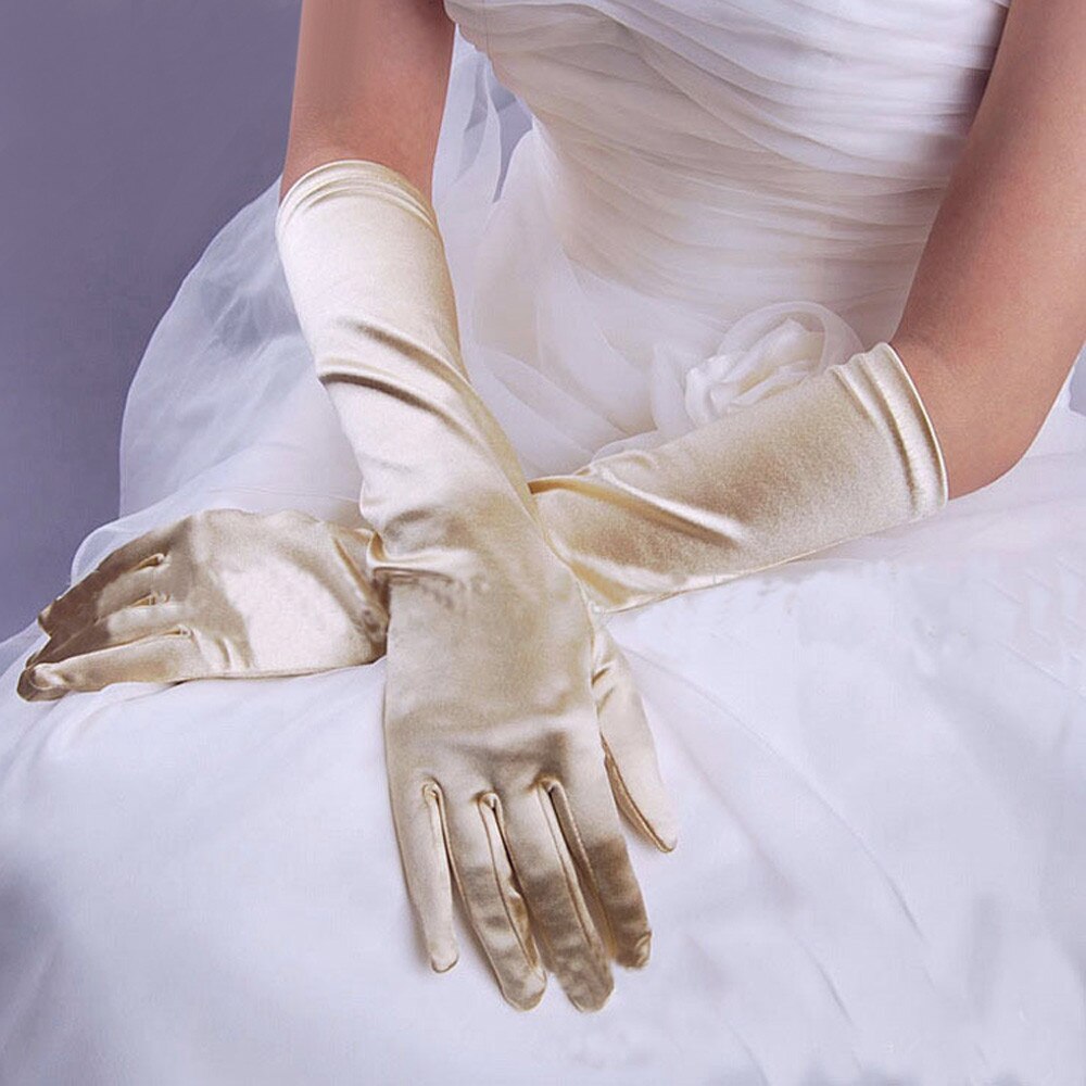 Womens Satin Long Gloves Opera Evening Party Prom Gloves Stretch Satin Gloves Gloves banquet guantes mujer elegante