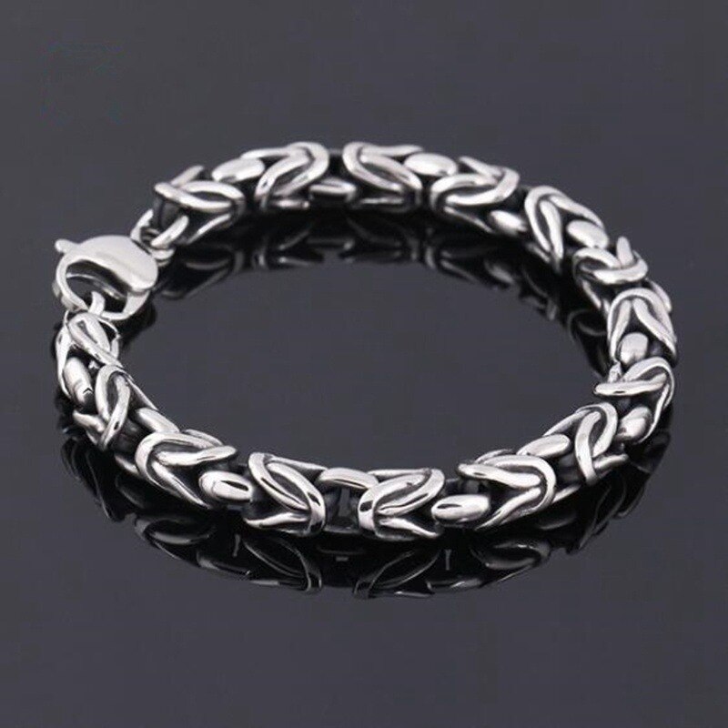 Mannen Armband Link Armband Ketting Ronde Ring Ketting Eenvoudige Byzantijnse Heren Armband