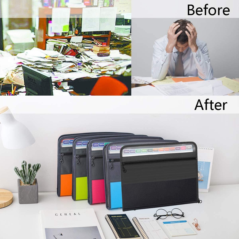 13 Pockets Expanding File Folder A4 Plastic Docume... – Vicedeal