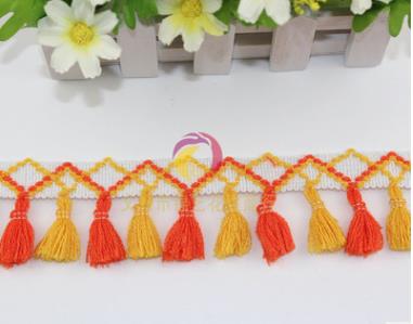 1 yard/lot kwastjes franjes katoenen kant rand kleding naai accessoires gordijn lint naai kant stof voor doe-het-zelf knutsel kleding: 11 oranje en geel