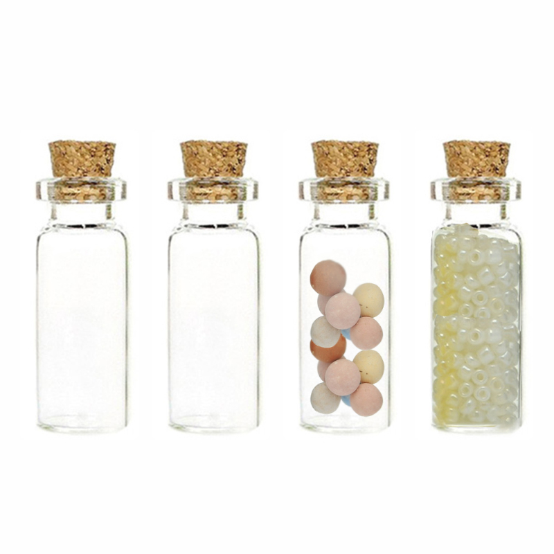 4 stks/partij 10ml Glas Decoratieve Fles Potten Met Kurk Huis Decoratieve Accessoires Mooie Mini Glas Decoratieve Fles Jar