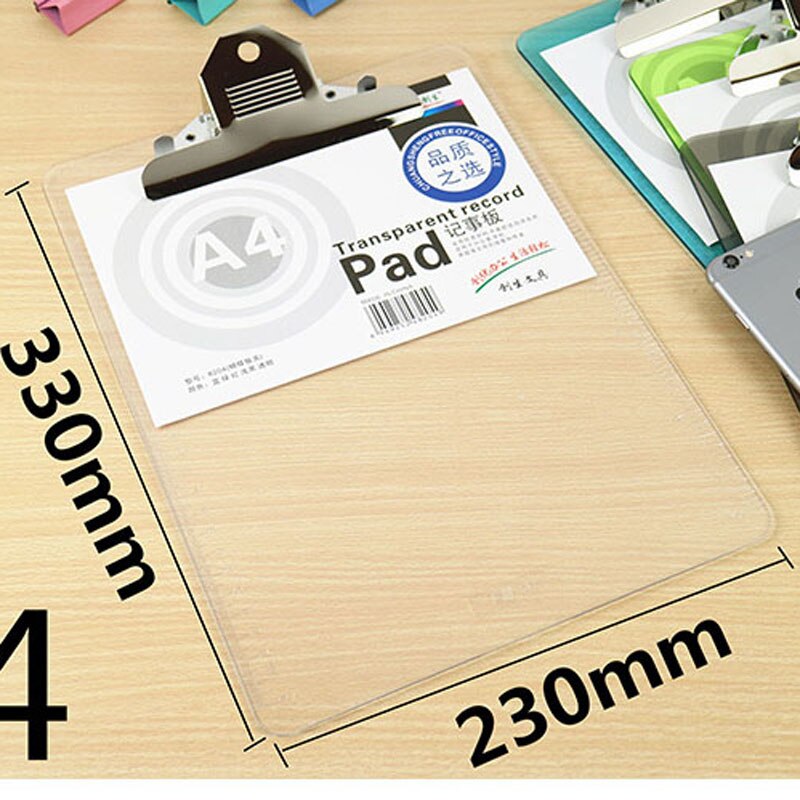 Acrylic A4 Writing Board Transparent Color Menu Board Clip Office School Supplies Folder Board Pad Board Stationary Clipboard