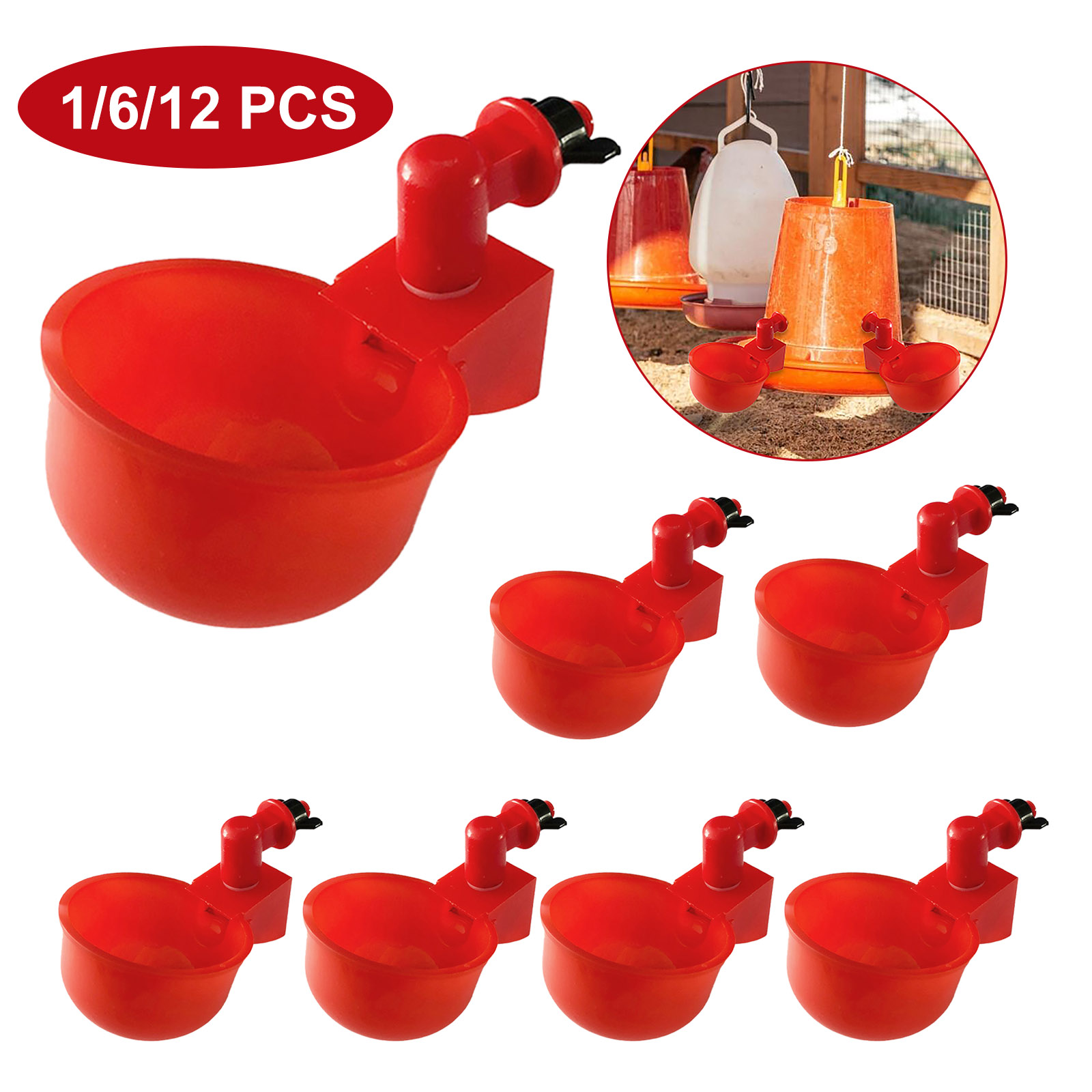 10pcs Chicken Drinker Drinking Cups for Chickens red Quail Chicken Waterer Bowl Automatic Poultry Coop Feeder water Drinking Cup