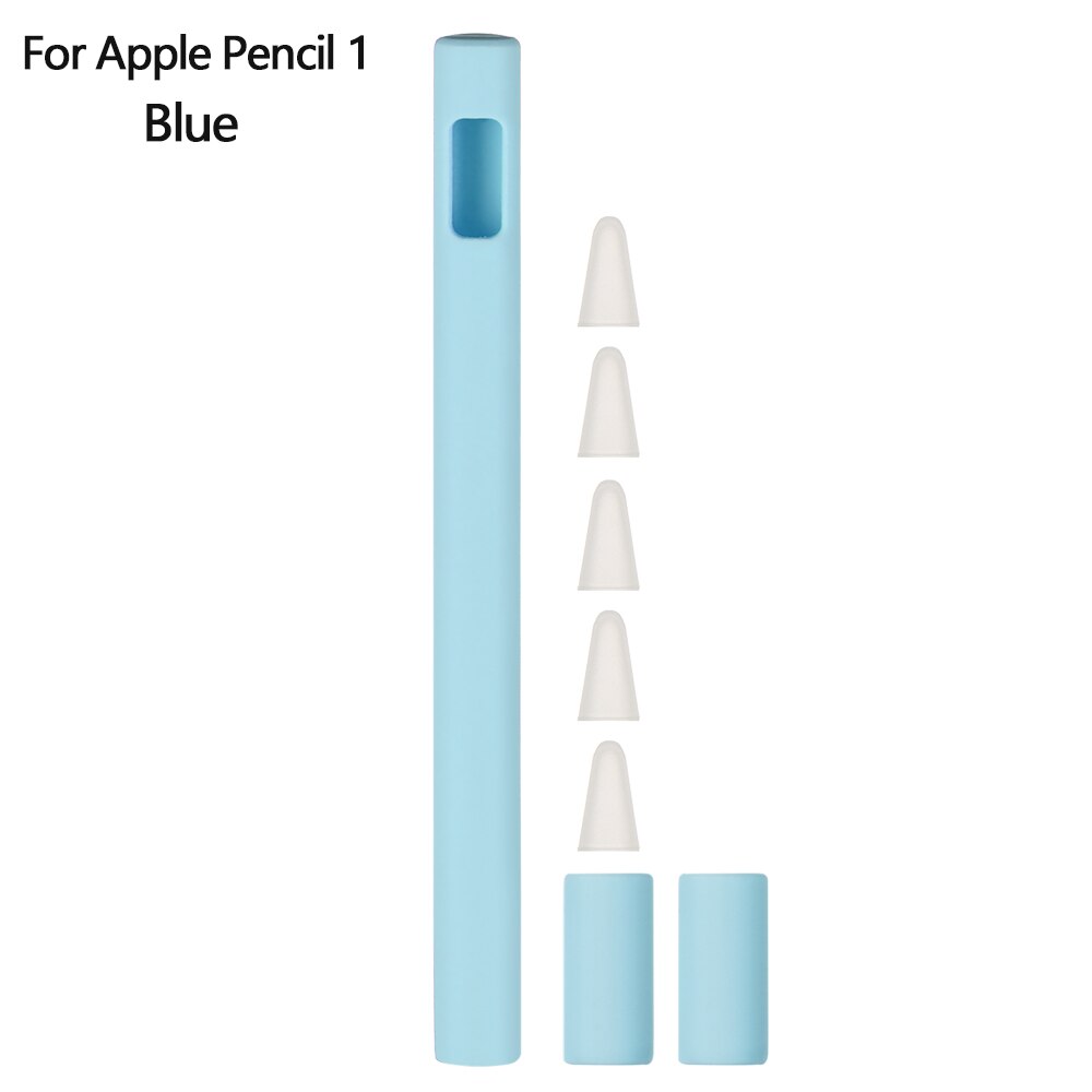 1 Juego de estuche para lápices de silicona, cubierta de la pluma táctil, Carcasa protectora para lápiz Apple 2/1: For Pencil 1 Blue