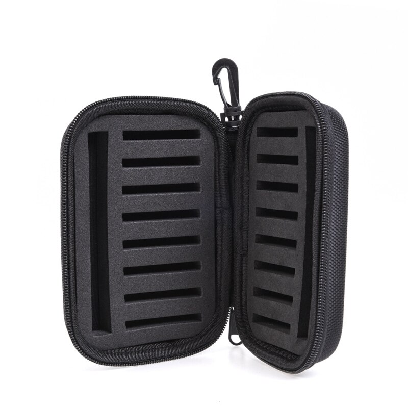 Señuelo de la pesca con mosca portátil Negro Bolsa cuchara Spinner cebo caja de espuma trucha moscas pez gancho duro EVA caja de almacenamiento bolsa contenedor