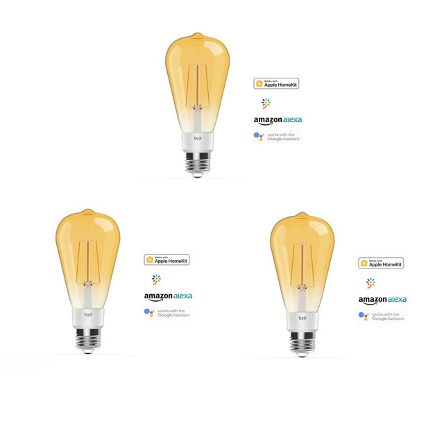 Yeelight 500 Lumen Smart Led Gloeilamp 6W Werk Voor Apple Homekit En Google Assitant 2000K Kleurtemperatuur slimme Lamp: 3 Pcs