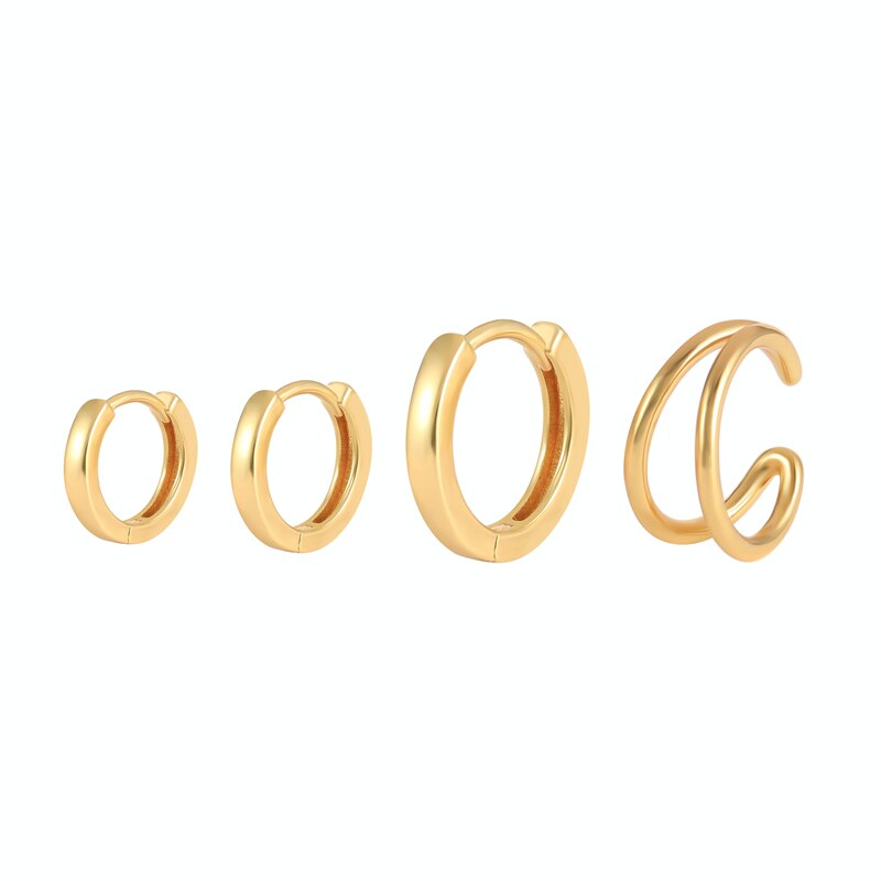 Romad Pendientes Gold Ronde Hoops Oorbellen Vrouwen Trendy Sieraden Set 925 Sterling Zilveren Oorbellen Vrouwen Meisjes Party: Goud