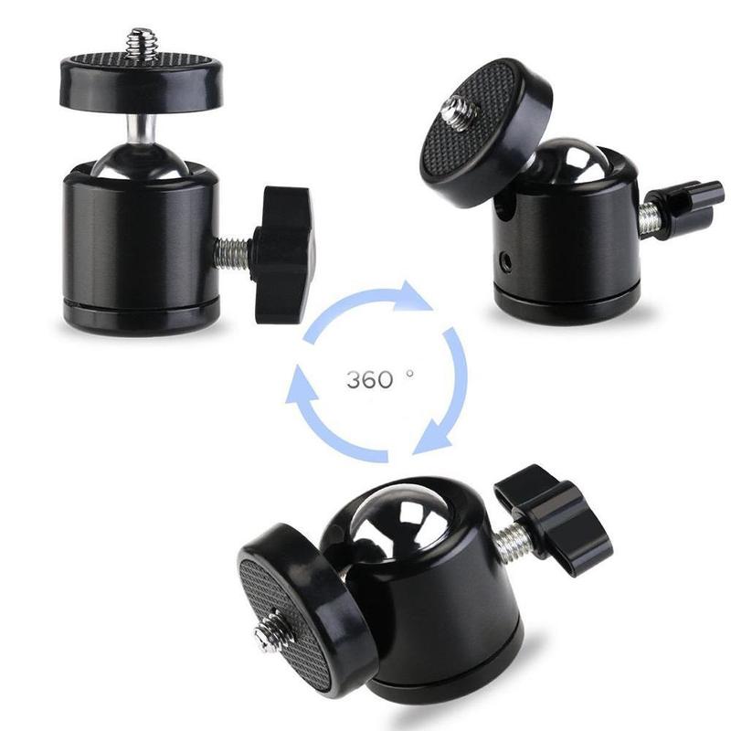 Mini trépied Flash à vis de 1/4 pouces, support d'adaptateur de montage pour caméra, support de montage de boule noir