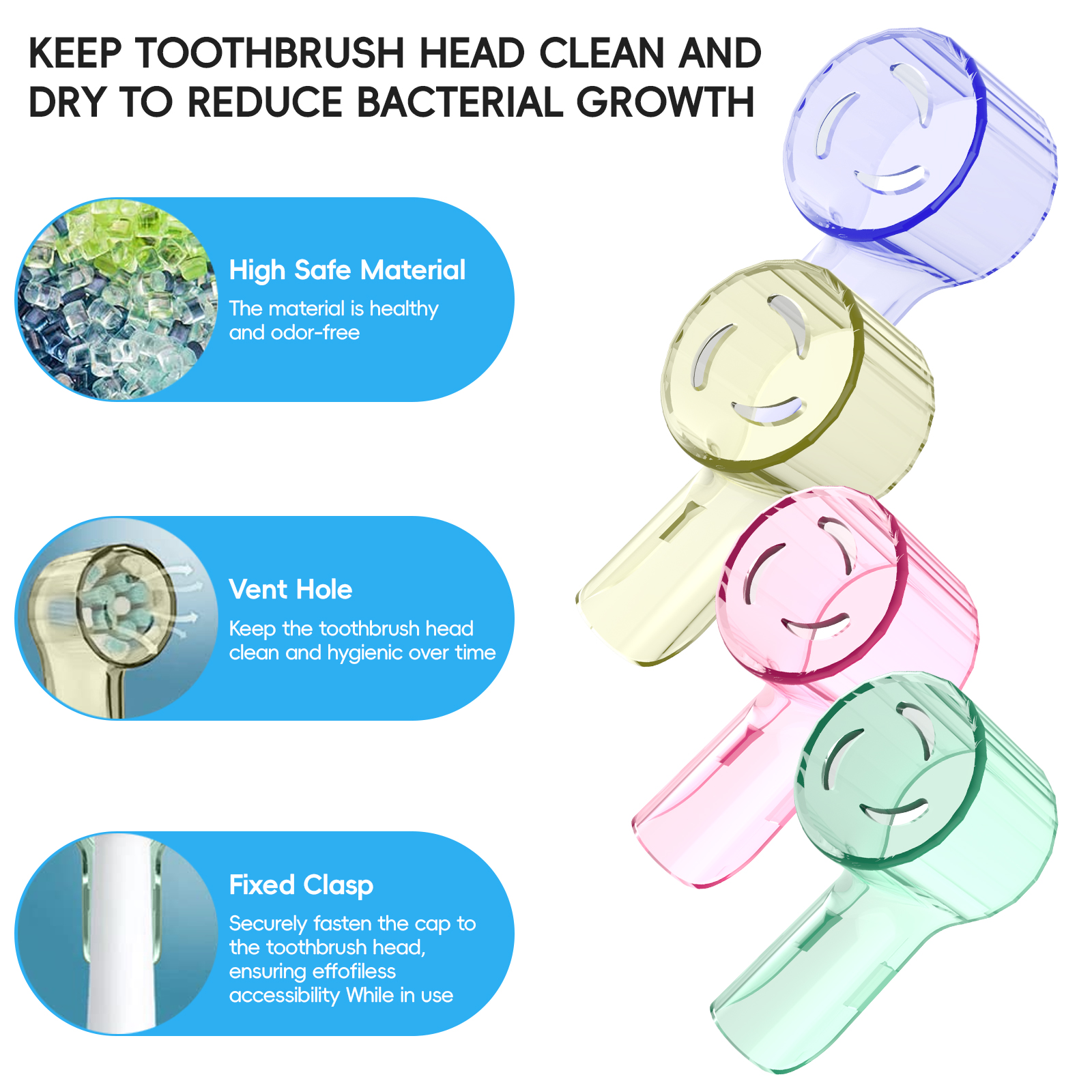 Tandenborstel stofdichte hoezen doppen compatibel met Braun Oral B vervangende hoofden en iO-serie elektrische tandenborstelkopbeschermer