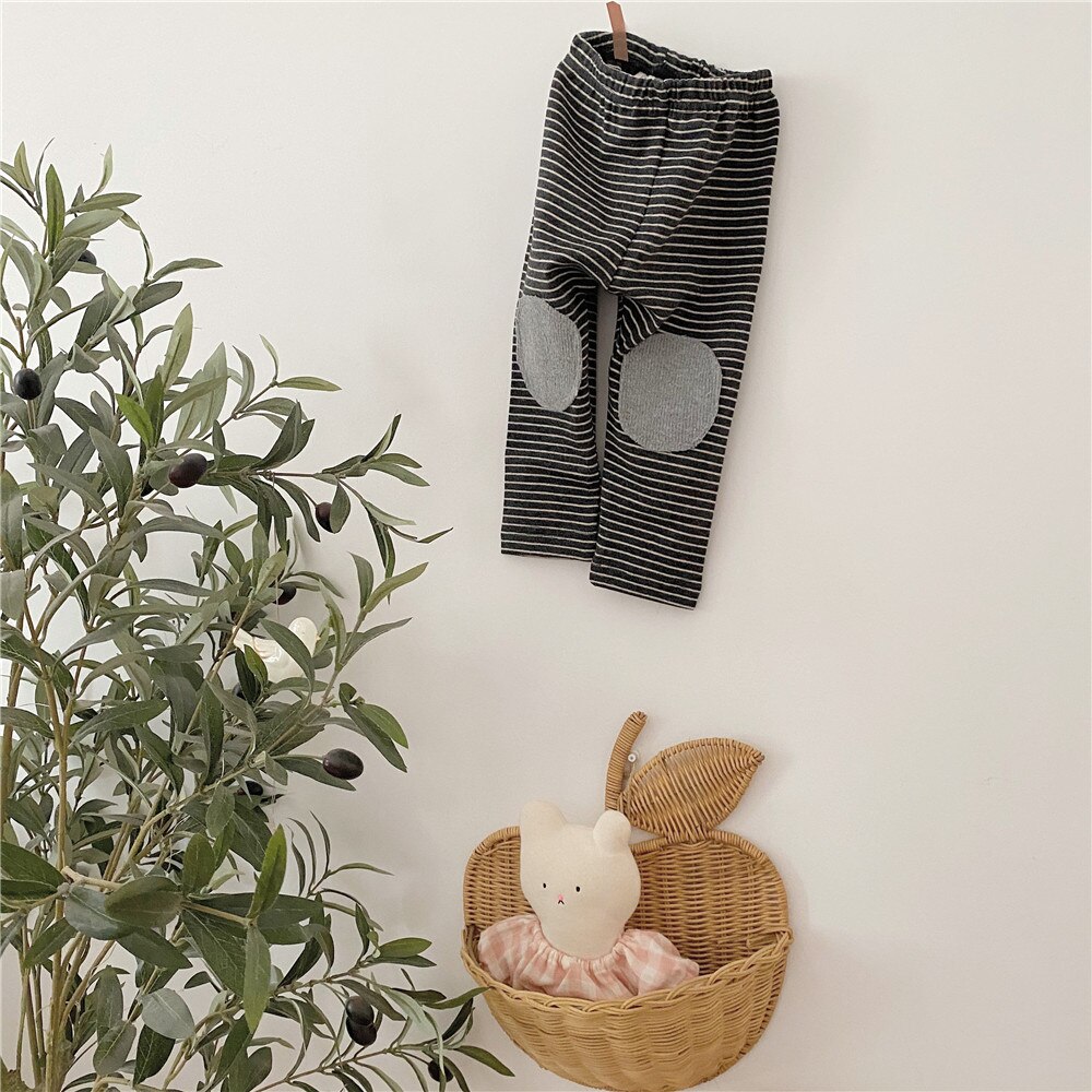 Baby Hosen Gestreiften Baby Gamaschen Herbst Baby Jungen Kleidung Säuglings Mädchen Knie Patch Hosen: 413545343grau / 6m