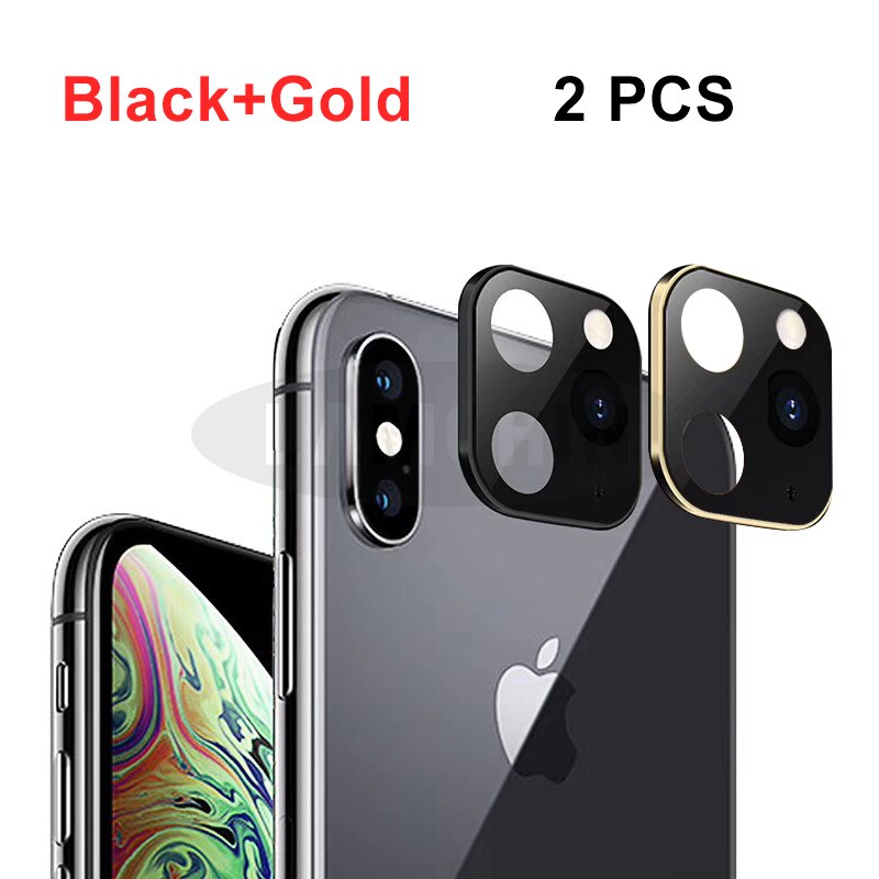 Kamera Objektiv Aufkleber Für Iphone X Xs Max Zweite Ändern 11 Pro Max 11pro Aufkleber Geändert Kamera Abdeckung Titan Legierung 10 Protector: Black Gold 2PCS