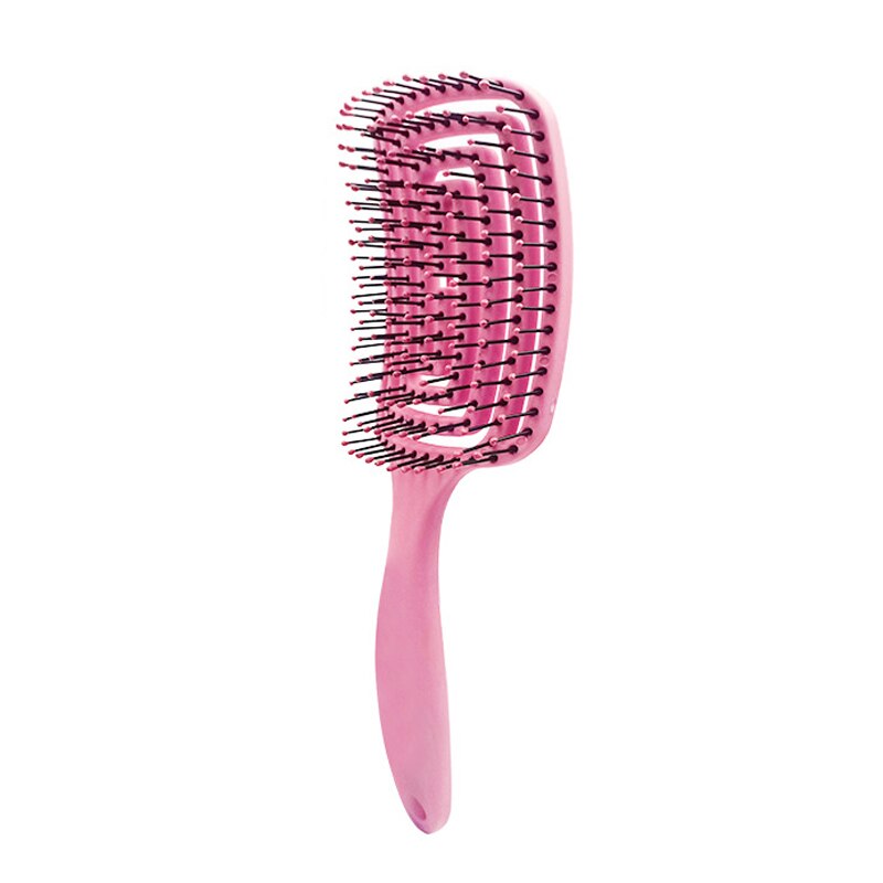 Anti klit hårbørste kvinder kvinde hår hovedbund massage kam børste & nylon hårbørste våd krøllet detangle hår børste til salon: Lyserød