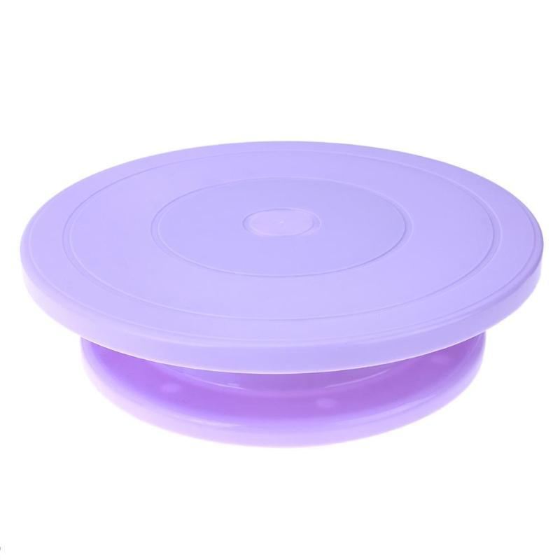 Plastic Taart Draaitafel Roterende Anti-slip Taart Decoreren Draaitafel Taart Draaitafel Ronde Cake Stand Keuken Bakken Tools 28 cm: Purple