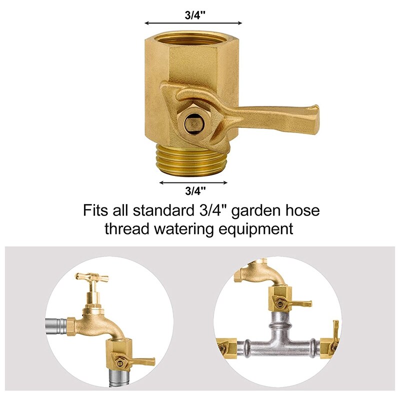 Heavy Duty Brass Shut Off Valve- 3/4 inch, Solid Garden Hose Shut Off Valve Fit All Garden Hose Connector