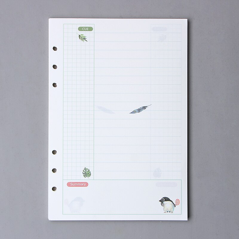 6 Holes A5 A6 Loose Leaf Notebook Refill Spiral Binder Planner Inner Page Inside Paper Dairy Weekly Monthly Plan To Do Notebook: style11 / A5