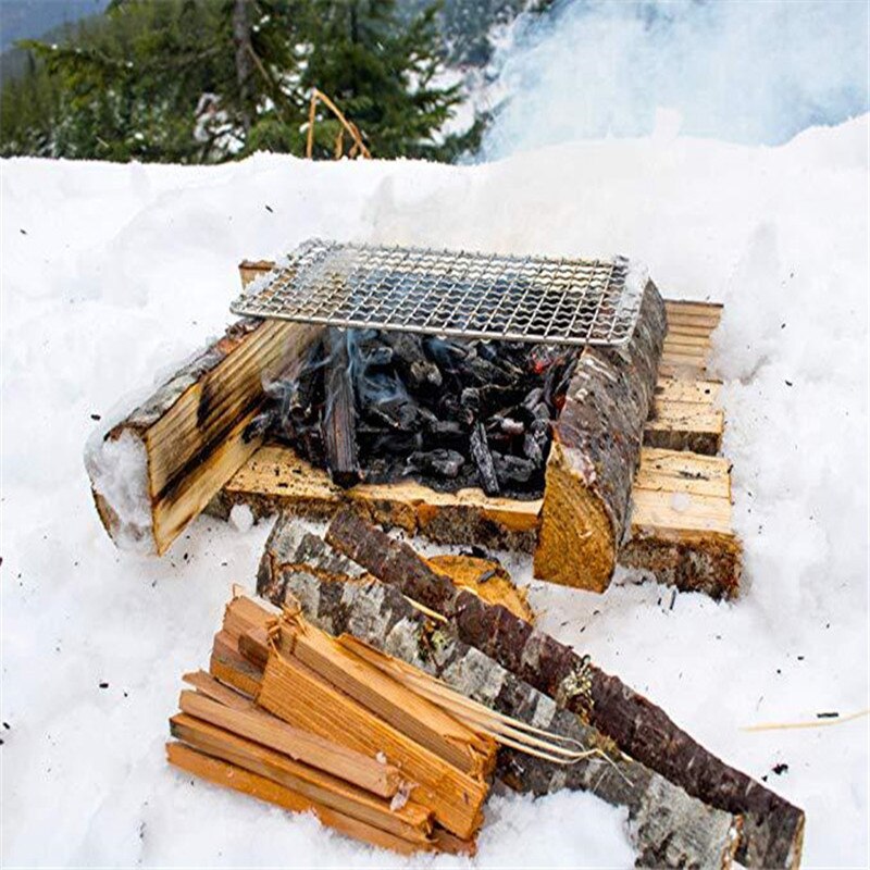 Campeggio Griglia Griglia in Acciaio Inox 304 Della Maglia Griglia Della Bushcraft Griglia falò Fornello Da Campeggio Griglia per Il Fuoco di Cottura barbecue Zaino in Spalla Nominale