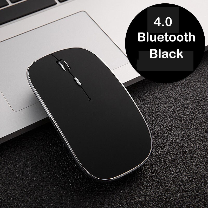 Mini Bluetooth Mouse Rechargeable Optical Silent Laptop Mouse for Apple Macbook Windows 10 OS,Wireless Bluetooth 4.0 Mouse: Black
