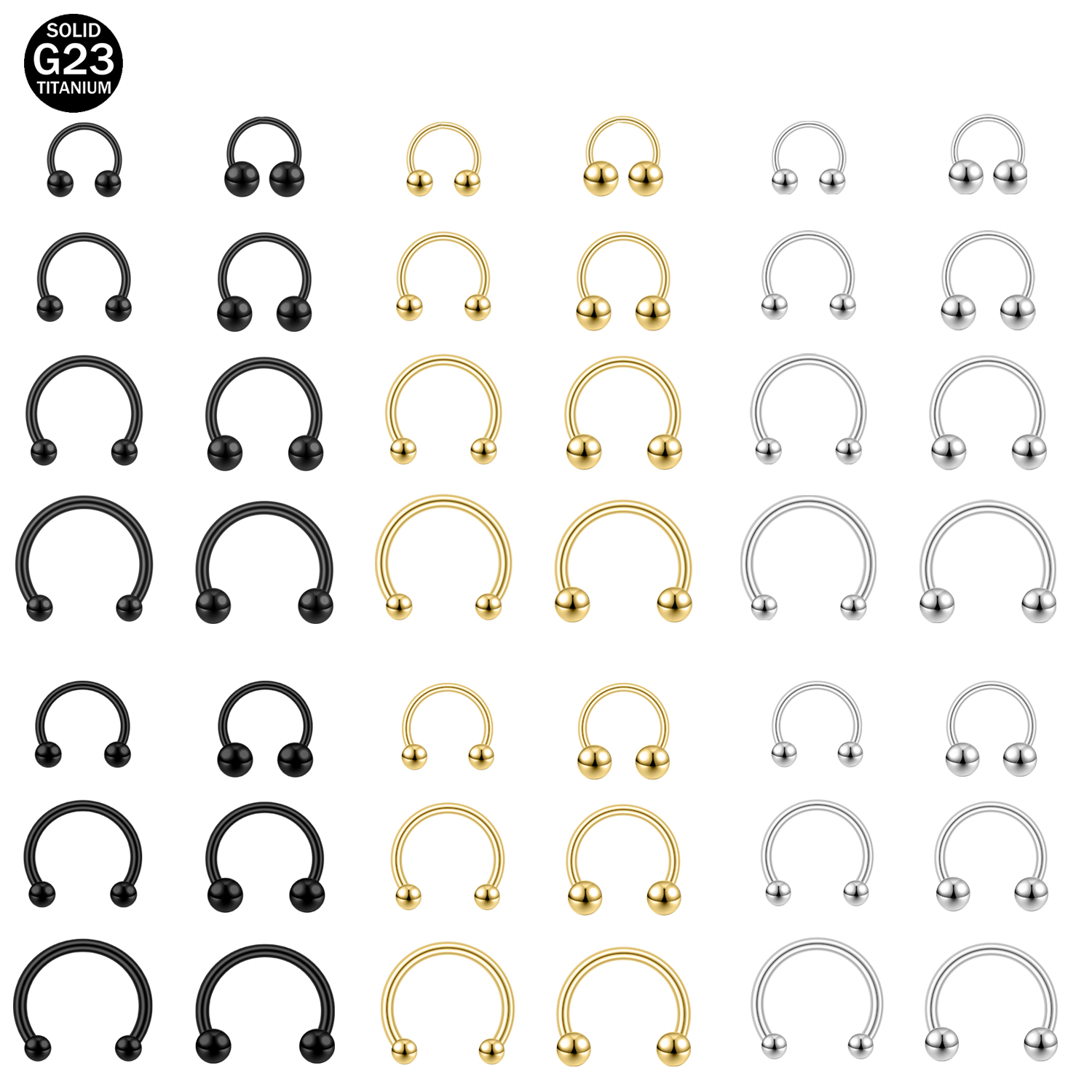 Zs 1pc 14g/16g g23 titan septum clicker spike septum ring bøyle hestesko nesepiercing gullfarget helix brusk piercinger