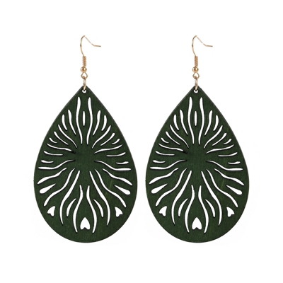 YULUCH of Wood Popular -shaped Hollow Flame Pendant Earrings for Personality Woman Jewelry Accessories: green
