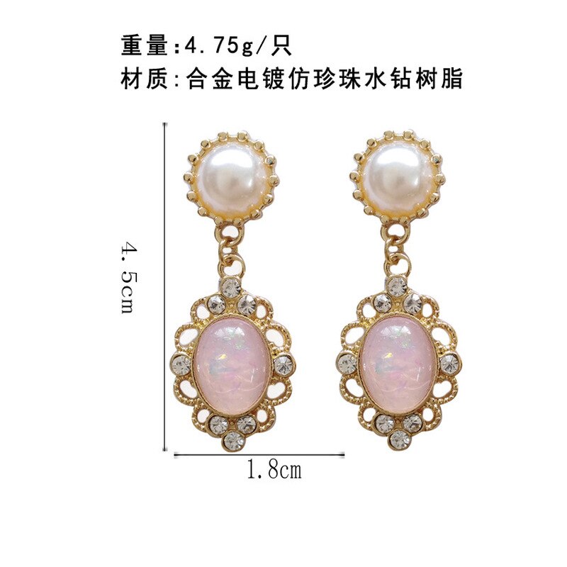 Beautiful Vintage Baroque Court Style Rhinestones Pearl Clip Earrings Temperament Women Girl Jewelry Accessories